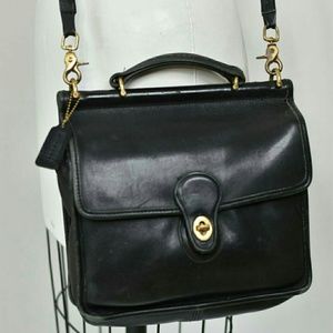 Coach black leather willis brief crossbody